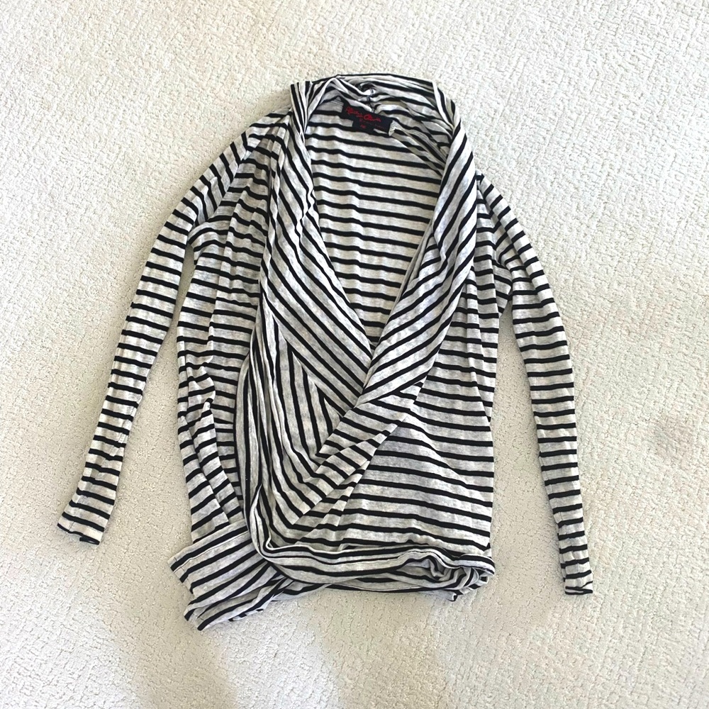 Alice and Olivia Black & White Striped wrap top